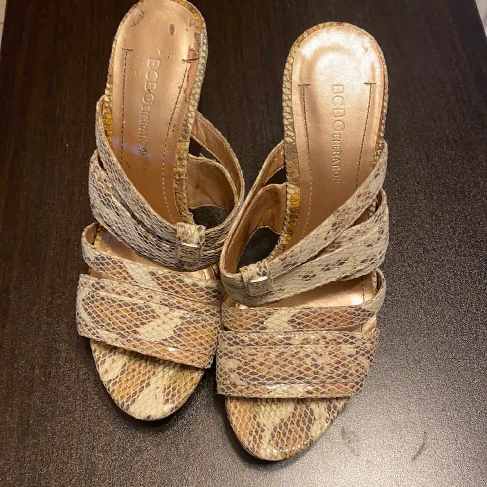 BCBG Snake Skin Platform Heels